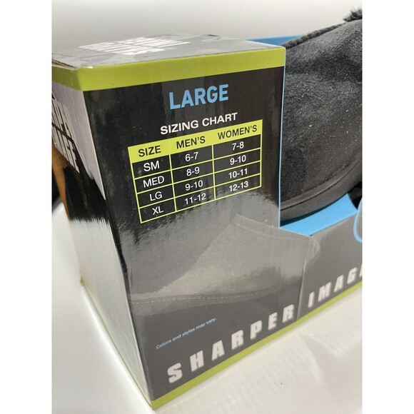Lot 2 Sharper Image Black Memory Foam Slip on Slippers Moccasin Ultra Soft Large - Picture 2 of 11
